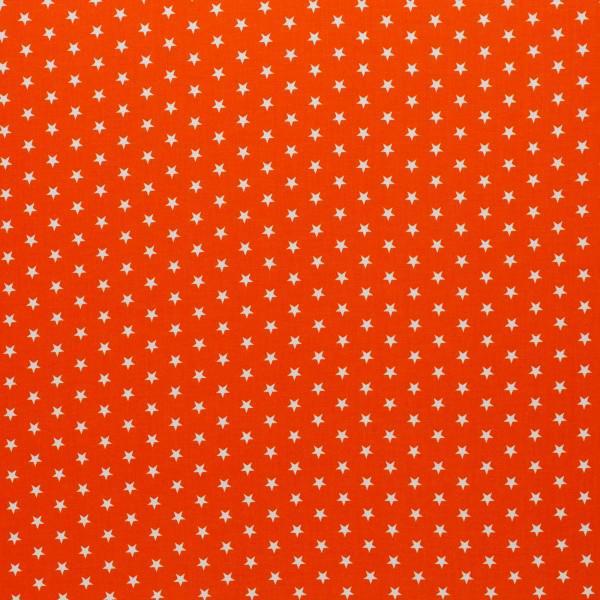 Baumwoll Druck Sterne Orange/Weiß  Ø 1 cm